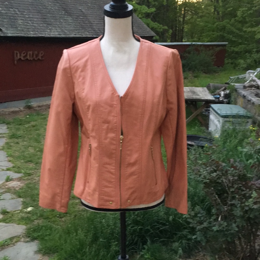 Chico’s pastel faux leather jacket